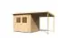 Berging / tuinhuis SET ACTION 12 onbehandeld met aanbouw dak, grondoppervlakte: 5,07m²