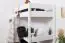 Patrick hoogslaper / hoog bed massief beukenhout massief wit gelakt met blad, incl. rol lattenbodem - 90 x 200 cm