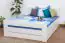 Eenpersoonsbed / speciaal bed "Easy Premium Line" K6 incl. 4 laden en 2 afdekplaten 140 x 200 cm wit gelakt massief beukenhout