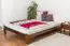Futonbed / , vol hout, bed massief grenen kleur walnoten  A10, incl. lattenbodem - afmetingen 140 x 200 cm