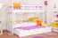 Stapelbed / Bunk bed "Easy Premium Line" K19/h incl. liggedeelte en 2 afdekplaten, hoofdbord en voeteneind met gaten, massief beuken wit - 90 x 200 cm (b x l), deelbaar