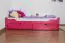 Kinderbed / jeugdbed "Easy Premium Line" K1/1n incl. 2 laden en 2 afdekpanelen, 90 x 200 cm massief beukenhout kleur: roze
