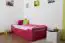 kinderbed / jeugdbed "Easy Premium Line" K1/1u incl. 2e onderschuifbed en 2 afdekpanelen, 90 x 200 cm massief beukenhout kleur: roze