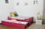 Eenpersoonsbed / logeerbed "Easy Premium Line" K1/1h incl. 2e bed en 2 afdekplaten, 90 x 200 cm massief beukenhout kleur: roze