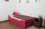 Eenpersoonsbed / logeerbed "Easy Premium Line" K1/1h incl. 2e bed en 2 afdekplaten, 90 x 200 cm massief beukenhout kleur: roze