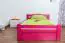 Jeugdbed "Easy Premium Line" K4 incl. 2 laden en 1 afdekplaat, 120 x 200 cm massief beukenhout kleur: roze