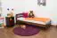 Einzelbett / Gästebett Kiefer Vollholz massiv Nussfarben A7, inkl. Lattenrost - Abmessungen: 90 x 200 cm