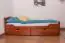 Kinderbed / jeugdbed "Easy Premium Line" K1/2n incl. 2 laden en 2 afdekpanelen, 90 x 200 cm massief beukenhout kleur: kersenhout