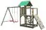 Speeltoren S15 incl. golfglijbaan, dubbele schommel aanbouw, balkon, zandbak, klimwand en houten ladder - Afmetingen: 430 x 380 cm (B x D)