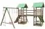 Speeltoren S17 incl. 2 torens, houten brug, golfglijbaan, 2 zandbakken, dubbele schommel, klimwand, touwladder en houten ladder - Afmetingen: 430 x 380 cm (B x D)