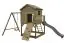 Speeltoren S20C1, dak: grijs, incl. golfglijbaan, enkele schommeluitbreiding, balkon, zandbak, klimwand en houten ladder - Afmetingen: 462 x 363 cm (B x D)