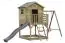 Speeltoren S20D, dak: grijs, incl. golfglijbaan, dubbele schommel aanbouw, balkon, zandbak en houten ladder - Afmetingen: 522 x 363 cm (B x D)