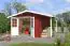 Tuinhuis met aanbouwdak G279 Zweeds rood - blokhut profielplanken 34 mm, grondoppervlakte: 8,13 m², zadel dak