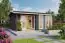 Chalet / tuinhuis G169 Carbon grijs incl. vloer en terras - 44 mm blokhut, grondoppervlakte: 19,20 m², zadeldak