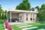 Chalet / tuinhuis G285 lichtgrijs incl. vloer - 44 mm, grondoppervlakte: 22,75 m², plat dak