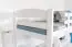 Stapelbed voor volwassenen "Easy Premium Line" K18/h incl. onderschuifbed /extra ligplaats en 2 afdekplaten, hoofdbord met gaten, massief wit beuken - ligvlak: 90 x 200 cm, deelbaar