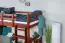Hoogslaper / hoogbed 90 x 200 cm voor kinderen, "Easy Premium Line" K22/n, massief beukenhout kersenhout, deelbaar