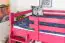 Hoogslaper 90 x 190 cm voor kinderen, "Easy Premium Line" K22/n, massief beukenhout roze gelakt, deelbaar