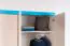 Kinderkamer - draaideurkast / kleerkast Luis 21, kleur: eiken wit / blauw - 218 x 120 x 52 cm (H x B x D)