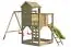 Spielturm S4A inkl. Wellenrutsche, Doppelschaukel-Anbau, Balkon, Sandkasten, Kletterwand und Holzleiter - Abmessungen: 450 x 330 cm (B x T)