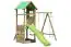 Spielturm S5A inkl. Wellenrutsche, Doppelschaukel-Anbau, Sandkasten, Kletterwand, Holzleiter und Strickleiter - Abmessungen: 330 x 385 cm (B x T)