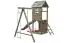 Speeltoren S5B incl. golfglijbaan, dubbele schommel aanbouw, zandbak, klimwand, houten ladder en touwladder - Afmetingen: 330 x 385 cm (B x D)