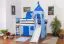 kinderbed hoogslaper Andi massief beukenhout met glijbaan en toren wit geschilderd incl. rol lattenbodem - 90 x 200 cm