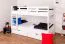 Stapelbed "Easy Premium Line" K20/n incl. 2 laden en 2 afdekpanelen, recht hoofdbord en voeteneind, massief beukenhout wit - matrasbodem: 90 x 200 cm, deelbaar