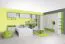 Kinderkamer - wandplank / hangrek Luis 02, kleur: eiken wit / groen - 54 x 120 x 22 cm (h x b x d)