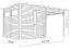 Prefab panelen tuinhuis met plat dak incl. overdekte aanbouw, vloer en dakleer, lichtgrijs gelakt - 19 mm, bruikbare oppervlakte: 5,10 m².