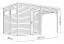 Tuinhuis Kiel 02 met aanbouwdak incl. vloer, onbehandeld - 19 mm prefab / elementen tuinhuis, bruikbare oppervlakte: 5,10 m², platdak