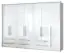 Drehtürenschrank / Kleiderschrank mit LED-Rahmen Siumu 39, Farbe: Weiß / Weiß Hochglanz - 226 x 322 x 60 cm (H x B x T)