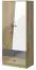 Draaideurkast / kledingkast Sirte 01, kleur: eiken / wit / grijs hoogglans - afmetingen: 190 x 80 x 50 cm (H x B x D)
