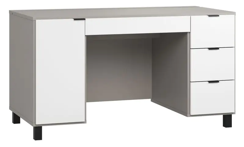 Pantanoso 27 bureau, kleur: grijs / wit - Afmetingen: 78 x 140 x 67 cm (H x B x D)