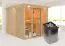 Sauna "Druna" SET met bronskleurige deur, glazen front en rand - kleur: naturel, kachel 9 kW - 240,5 x 248 x 202 cm (B x D x H)
