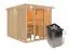 Sauna "Druna" SET met bronskleurige deur, glazen front en rand - kleur: naturel, kachel 9 kW - 240,5 x 248 x 202 cm (B x D x H)