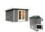 Saunahuis "Anni 1" SET A met kachel 9 kW, kleur: terracotta grijs - 309 x 309 cm (B x D), vloeroppervlak: 9,3 m².