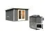 Saunahuis "Anni 1" SET B met kachel BIO 9 kW, kleur: terracotta grijs - 309 x 309 cm (B x D), vloeroppervlak: 9,3 m².
