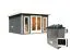 Saunahuis "Anni 2" SET A met kachel 9 kW, kleur: terracotta grijs - 369 x 309 cm (B x D), vloeroppervlak: 9,3 m².