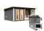 Saunahuis "Anni 5" SET A met kachel 9 kW, kleur: terra grey - 509 x 369 cm (B x D), vloeroppervlak: 19 m².