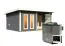Saunahuis "Anni 5" SET B met kachel 9 kW, kleur: terra grey - 509 x 369 cm (B x D), vloeroppervlak: 19 m².