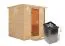 Sauna "Jonna" SET met gebronsde deur en kroonlijst, inclusief kachel van 9 kW - 224 x 210 x 206 cm (B x D x H)