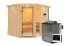 Bjarki 3" sauna SET met bronskleurige deur en rand met BIO 9 kW kachel - 245 x 210 x 202 cm (B x D x H)