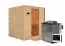 Sauna "Jonna" SET mit bronzierter Tür & Ofen BIO 9 kW Edelstahl - 196 x 196 x 200 cm (B x T x H)