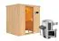 Sauna "Jarle" SET mit bronzierter Tür - Farbe: Natur, Ofen externe Steuerung easy 3,6 kW - 196 x 151 x 198 cm (B x T x H)