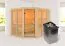 Sauna "Alvara" SET met gebronsde deur - kleur: onbehandeld, kachel 9 kW - 231 x 196 x 198 cm (B x D x H)
