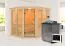Sauna "Alvara" SET mit bronzierter Tür und Kranz - Farbe: Natur, Ofen BIO 9 kW mit - 245 x 210 x 202 cm (B x T x H)