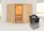 Sauna "Soley" SET met gebronsde deur - kleur: onbehandeld, kachel 9 kW - 196 x 196 x 198 cm (B x D x H)