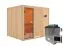 Sauna "Anders" SET mit bronzierter Tür - Farbe: Natur, Ofen externe Steuerung easy 9 kW - 231 x 196 x 198 cm (B x T x H)