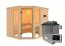 Sauna "Tjelvar 3" SET met bronskleurige deur en externe regelbare kachel easy 9 kW - 231 x 196 x 198 cm (B x D x H)